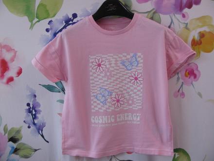 Růžové bavlněné tričko s potiskem, marks & spencer,134