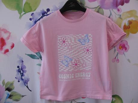 Růžové bavlněné tričko s potiskem, marks & spencer,134