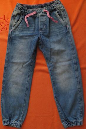 Rifle s růžovou šňůrkou na stažení, denim,116