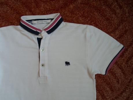 Bílé tričko triko s límečkem polo, 134