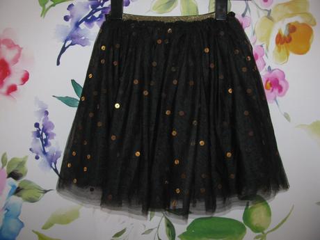 Krásná černá tylová sukně se zlatými flitry, tu,146
