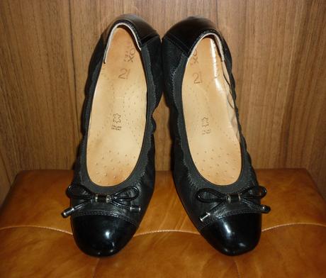 Černé celokožené balerínky geox respira, geox,39
