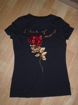 Tričko flitry růže vel 158-s, s