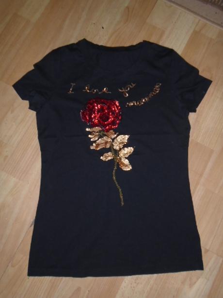 Tričko flitry růže vel 158-s, s