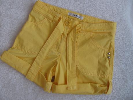 Žluté plátěné dívčí šortky, kraťasy, george,116