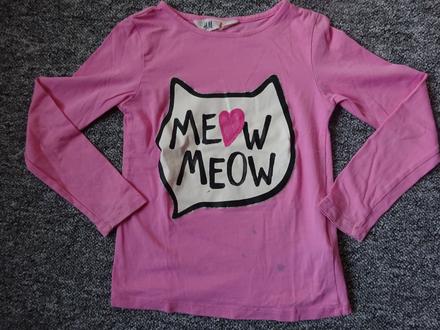 Růžové triko dl.r. s nápisem, vel, 110/116, h&m,110