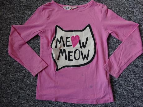 Růžové triko dl.r. s nápisem, vel, 110/116, h&m,110