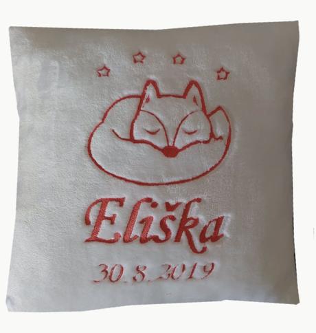 Polštář s výšivkou jména, obrázku a barvy na přání, šířka (cm): 35
