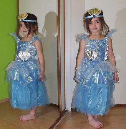 Karnevalový kostým šaty mořská princezna + čelenka,