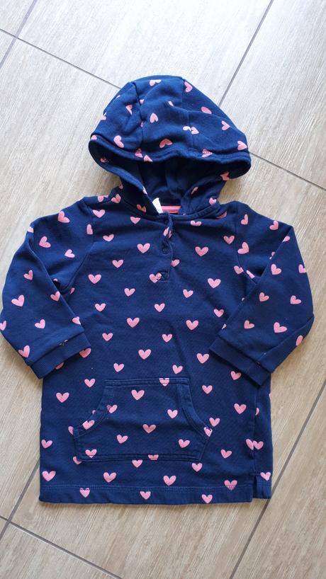 Mikina šaty se srdicky, h&m,92