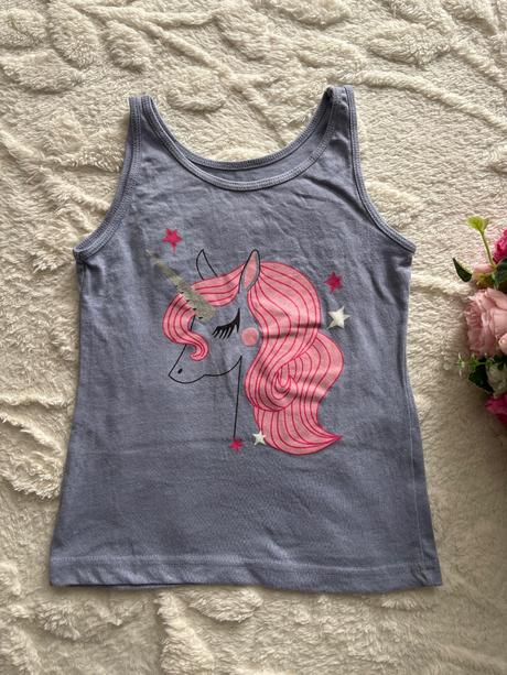 Tílko unicorn šedo modré  - v.5/6 let, primark,116