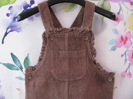 Šatová manšestrová hnědá sukně s laclem, nutmeg,116