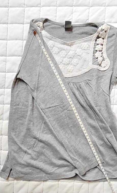 Šedé tričko - tunika s krajkovou vsadkou, zara,128