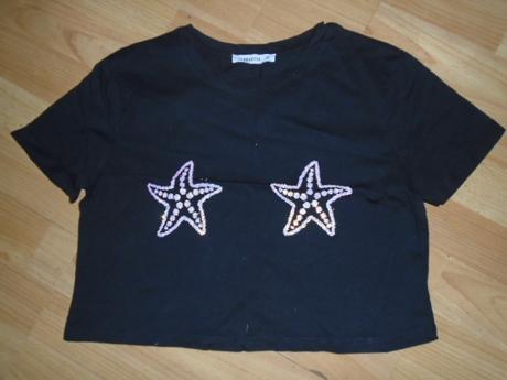 Tričko hvězdice třpytky kroptop vel xs a m, terranova,m / xs