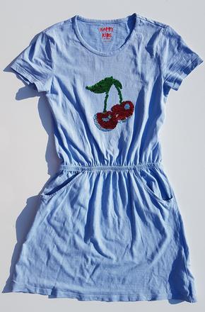 M94	dívčí šaty s krátkým rukávem třešně v. 134-140, tcm,134