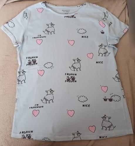 Dívčí modré triko krátký rukáv pejsci reserved, reserved,164