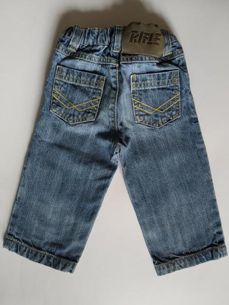 Džínečky se žlutou nitkou  9-12, rifle,74