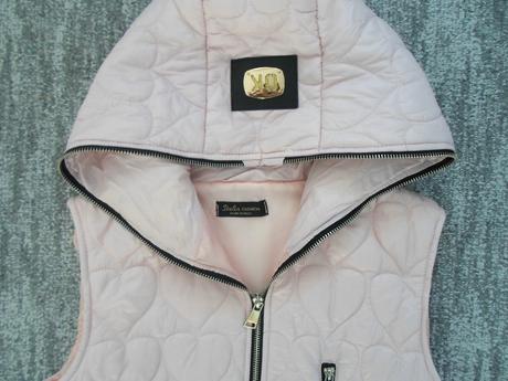 Růžová dlouhá delší zateplená vesta, s