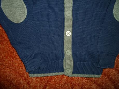 Modrý šedý svetr svetřík knoflíčky, dopodopo,104