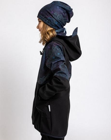 Softshellový kabát unuo mandala dívčí s fleecem, unuo,128 / 134