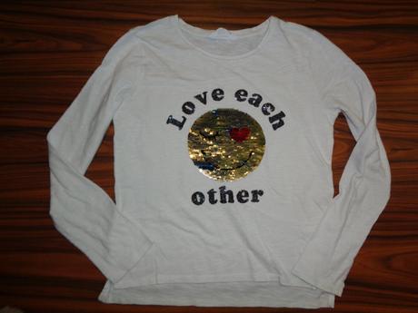 Tričko s obousměrným flitrem - smajlík 134/140, h&m,134