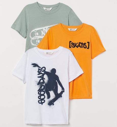 3-pack trička h&m sada skate vel. 134/140, h&m,134 / 140