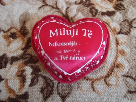 Polštářek - srdíčko miluji tě, 