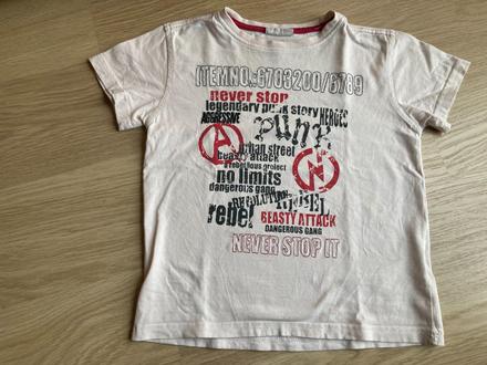 Bílé tričko s nápisem, 128