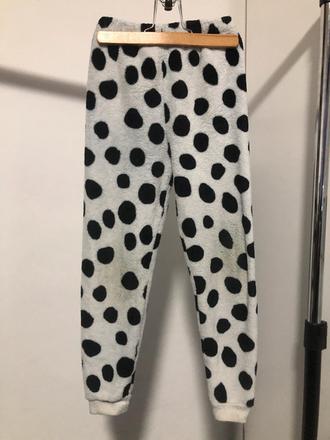 Plyšové tepláky s puntíky, 128