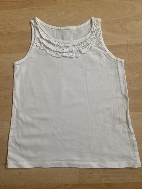 Bílé tílko & tričko s ozdobným okraje vel. 122/128, 122
