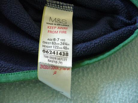 Mikina zn. m&s vel. 122 tenký flís na 6-7 let, marks & spencer,122