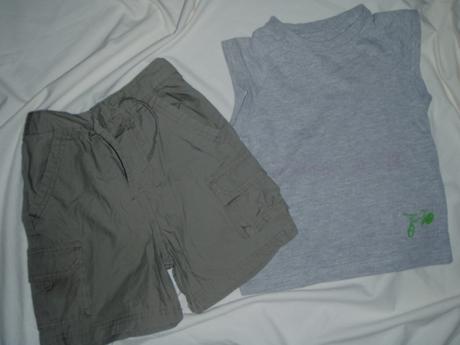 Super khaki kraťasy kapsáče + šedé tílko, cherokee,98