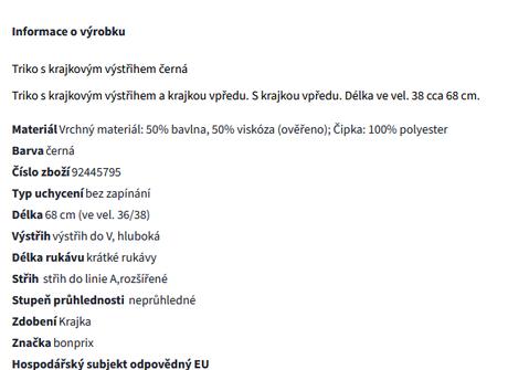 Tričko s krajkou, bonprix,44