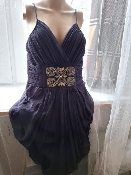 Černé hedvábné letní šaty, 38