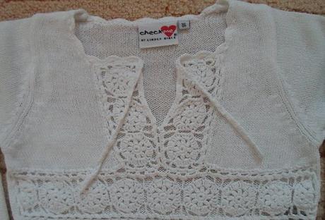 Bílý svetr, svetřík háčkovaný, pletený, lindex,92