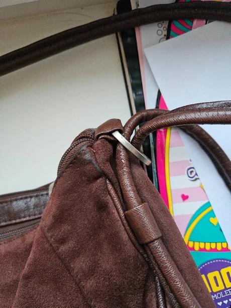 Tmavě hnědá kožená kabelka broušená kůže vintage, 