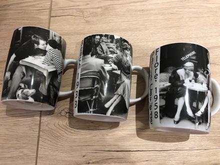 3 hrnky s černobílým potiskem fotografie, 