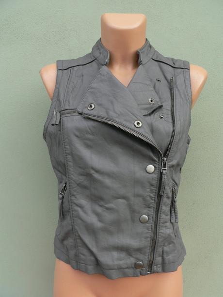 Šedá koženková vesta křivák muse - vel.l, l