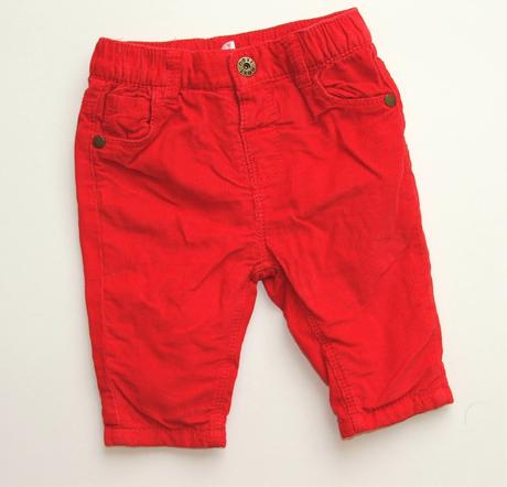 J521 červené podšité manšestráky vel. 62, next,62