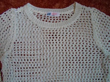 Krémový svetr svetřík, h&m,134