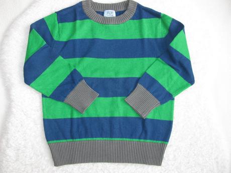 Pruhovaný bavlněný zeleno modrý svetr, f&f,86