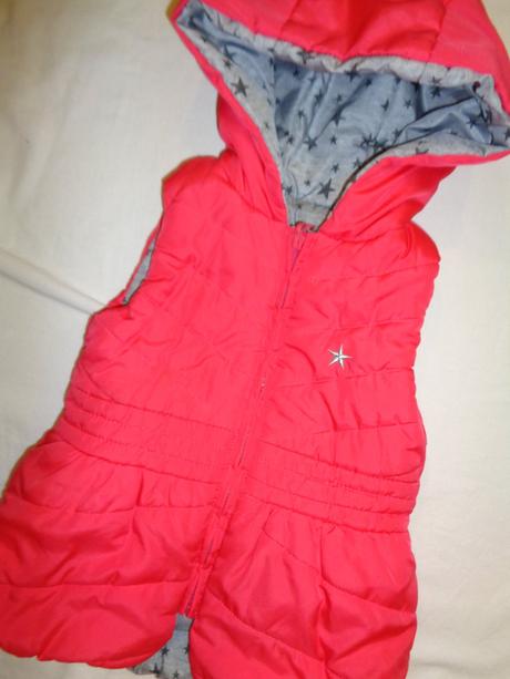 Krásná korálově červená zimní vesta - oboustranná, girl2girl,122