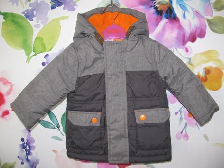 Šedá zimní bunda s kapucí v.6-9 měs., baby,74