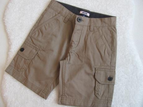Parádní nové hnědé plátěné kraťasy s kapsami, 110