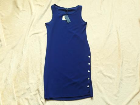 Tmavě modré pouzdrové elastické šaty bez rukávů, gate,xs