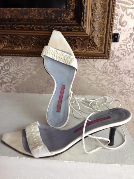 Bílé pásky ozdoby boty vel.37 norma baker svatební, 37