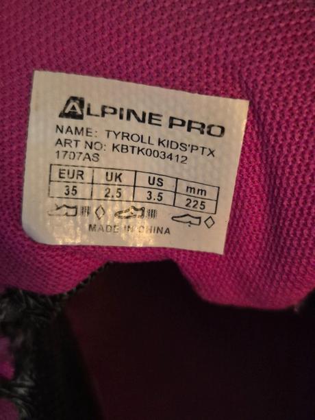 Dívčí zimní boty na suchý zip adidas vel. 35, alpine pro,35