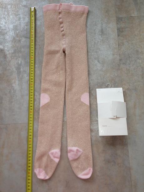Punčocháče hm 2-3r.,98/104cm srdíčka zlatá růžová, h&m,24