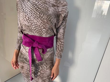 Kůže široký pásek zn.list italy růžová fuchsiová, 