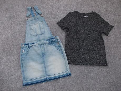 Riflová / džínová sukně s laclem, vel.158, 158